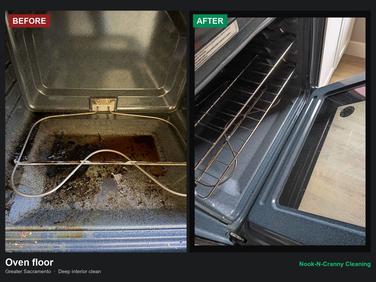 oven floor before and after